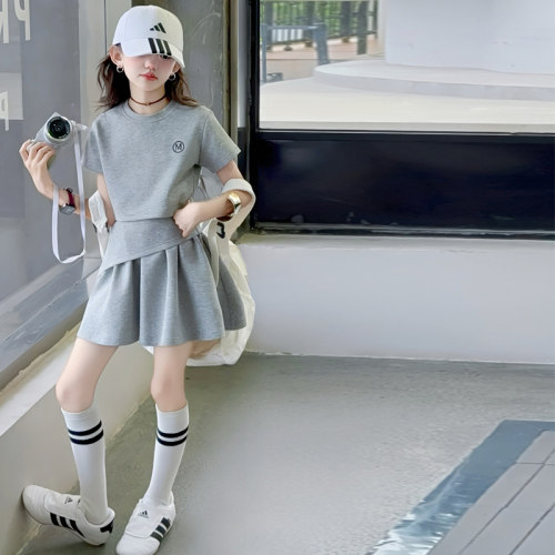 韩系女童夏套装薄款儿童两件套