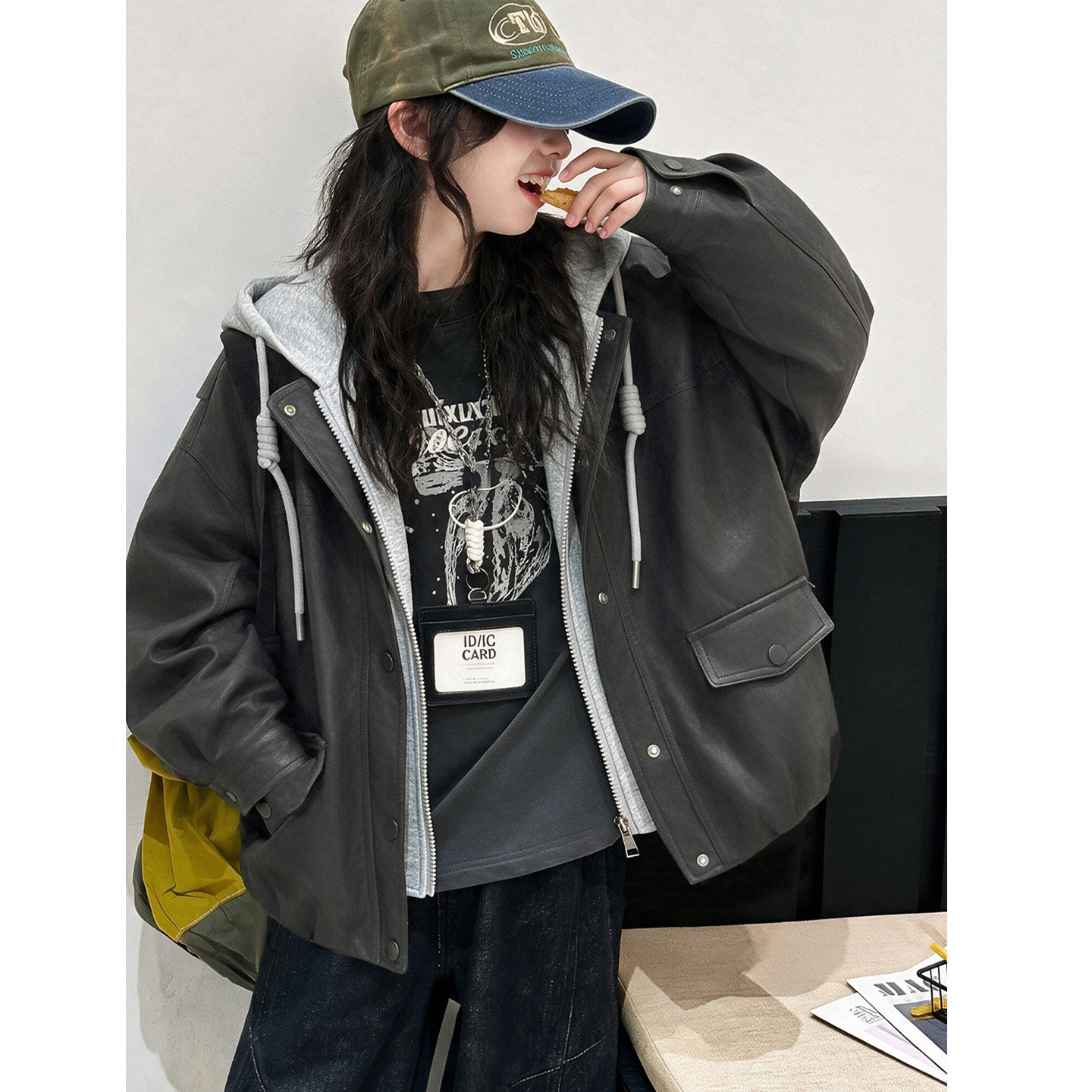 假两件女童皮衣外套秋冬款加厚