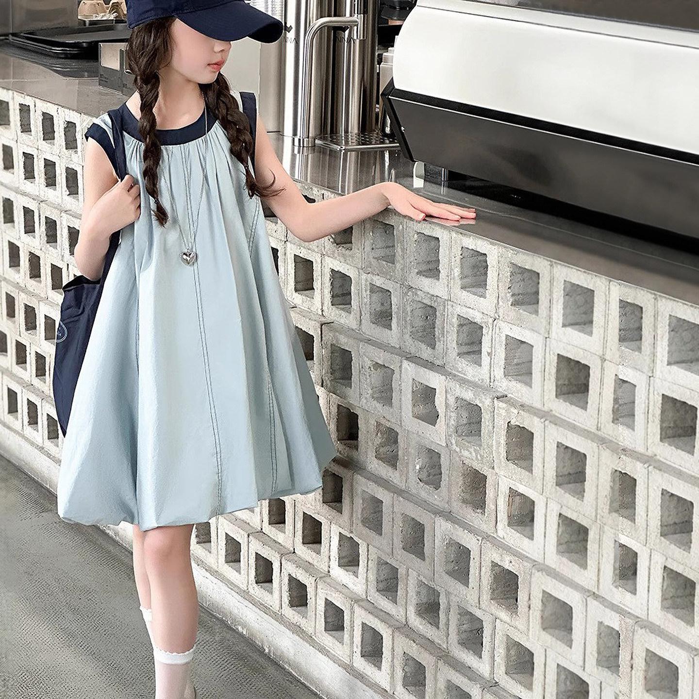 韩国童装女童裙子儿童无袖背心裙2026夏装新款大童女孩夏季连衣裙