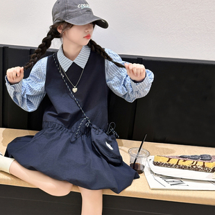 小香风女童裙子套装春装儿童衬衫花苞裙两件套2026新款韩女孩衣服