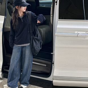 果儿kids女童秋装套装中大儿童假两件打底衫牛仔裤两件套2026新款