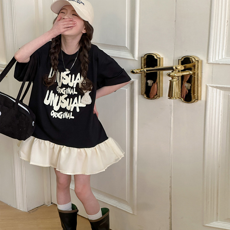 女童连衣裙2025新款韩版宽松儿童洋气短袖t恤裙子女孩公主裙夏装