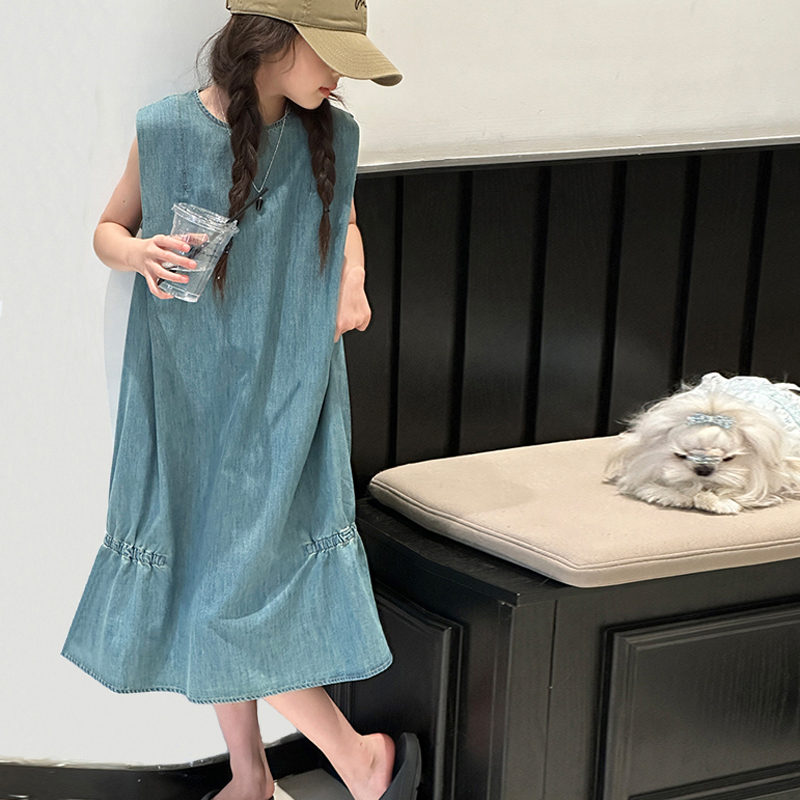 女童连衣裙夏装天丝牛仔裙子