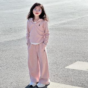 2025新款 大儿童女孩衣服洋气时髦两件套 秋装 韩国女童休闲运动套装