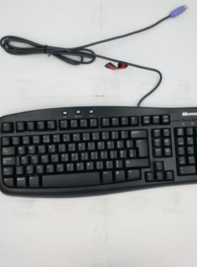 正品全新高键帽工包装人体工学 1.0a ps/2多媒体有线全黑键盘