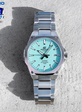 卡西欧手表男casio简约轻薄商务学生防水时尚蓝宝石英EFR-S108