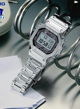 卡西欧手表男女小方块金砖太阳能限量gshock银块电子表gmw-b5000