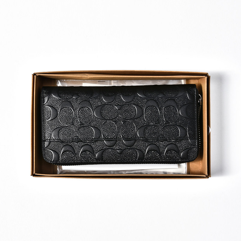 COACH/蔻驰浮雕长款男士钱包时尚礼盒套装海外F58113男钱包男包