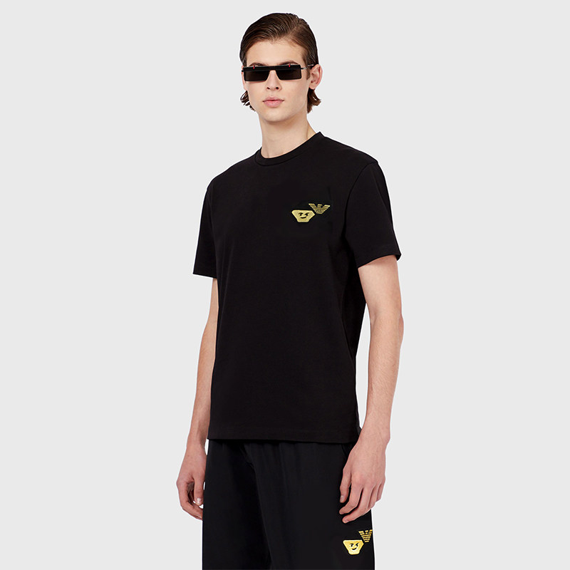 EMPORIO ARMANI 阿玛尼短袖T恤夏季新款金脸刺绣老鹰男士休闲男装