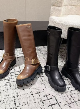 马丁靴冬季新款真皮厚底高筒骑士靴英伦风复古百搭休闲机车靴潮靴