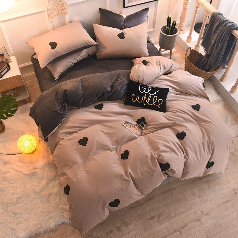Coral Four piece suit Flannel Plush sheet crystal Lay down law pure cotton Cotton Quilt cover thickening winterin the Bedclothes , Bedding Sets/Family of four/Multiple sets of  category - from Buy2taobao.com to provide professional Taobao agent buy service