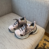 轻便厚底老爹鞋 女网面系带增高休闲鞋 2026春季 新款 TFM 镜粉色