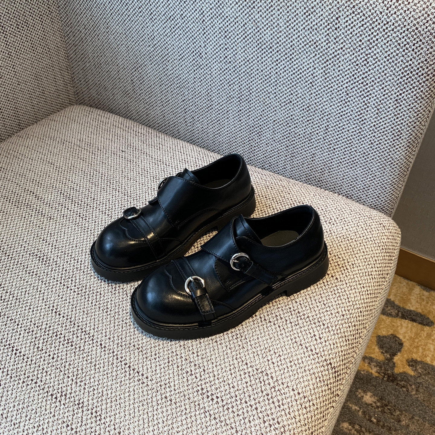 【TFM】2026春季新款英伦风厚底魔术贴真皮乐福鞋单鞋复古小皮鞋,女鞋,乐福鞋（豆豆鞋）,淘宝优惠券,粉丝福利购,淘宝优惠卷