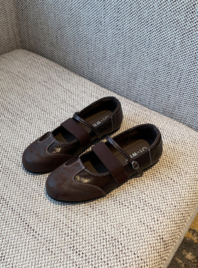 【TFM】2026春季新款复古玛丽珍鞋女一字带平底圆头浅口单鞋百搭