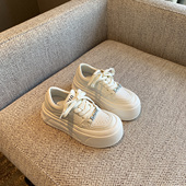 女真皮系带休闲板鞋 学生百搭 新款 厚底增高小白鞋 TFM 2026春季