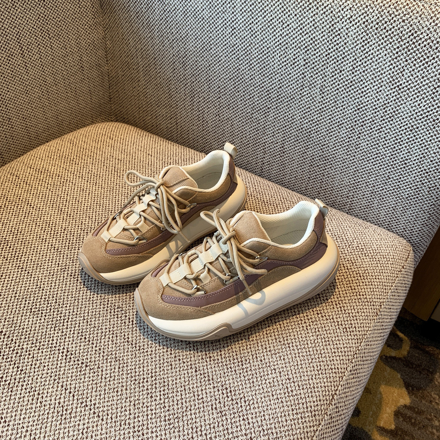 【TFM】燕麦色~2026春季新款松糕底老爹鞋女百搭小个子厚底轮胎鞋,女鞋,时尚休闲鞋,淘宝优惠券,粉丝福利购,淘宝优惠卷