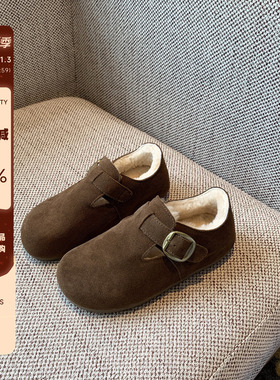 【TFM】内增高3CM~小牛皮加绒勃肯鞋女冬季新款羊毛保暖棉鞋女鞋