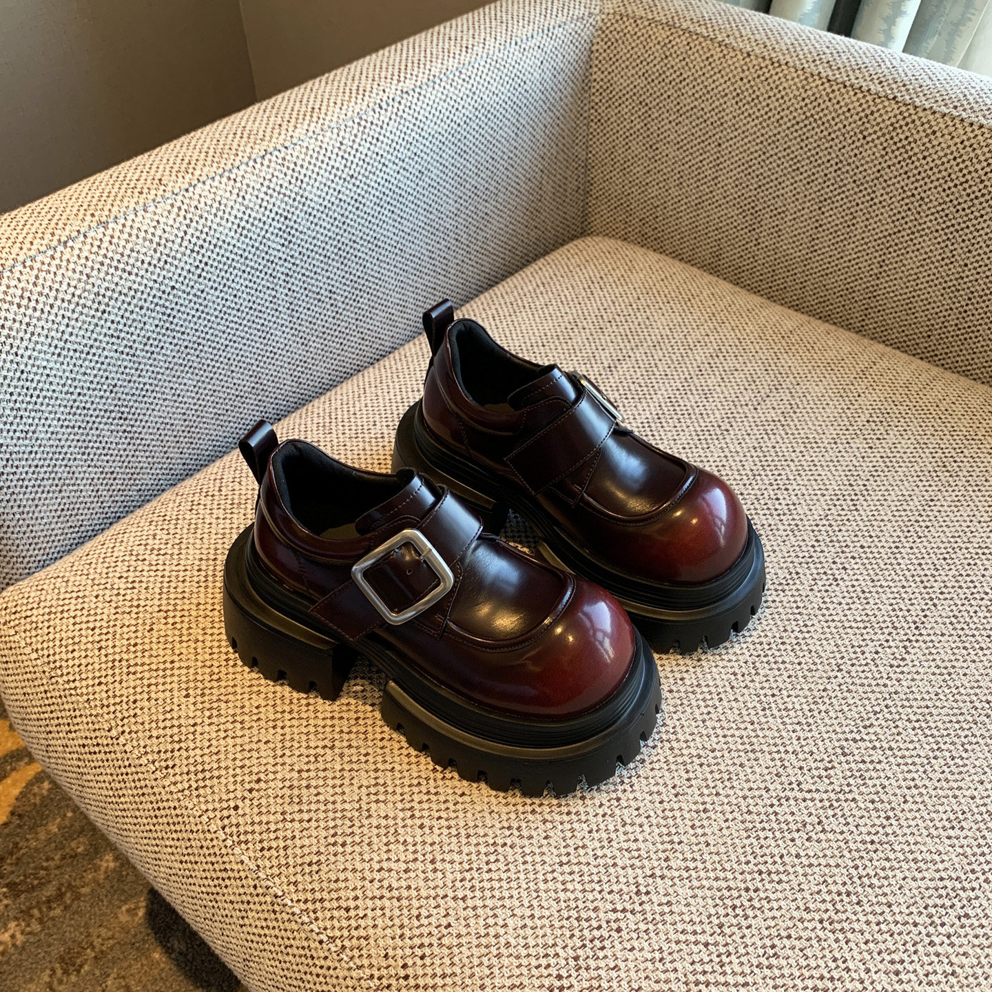 【TFM】2026春季新款英伦复古皮带扣厚底小皮鞋女增高显瘦乐福鞋,女鞋,乐福鞋（豆豆鞋）,淘宝优惠券,粉丝福利购,淘宝优惠卷