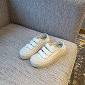 女厚底魔术贴百搭小白鞋 软蠕小牛皮简约休闲板鞋 TFM 2026新款