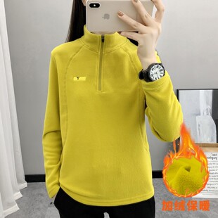 秋冬户外抓绒衣女保暖衣登山徒步外套运动卫衣加厚摇粒绒套头上衣