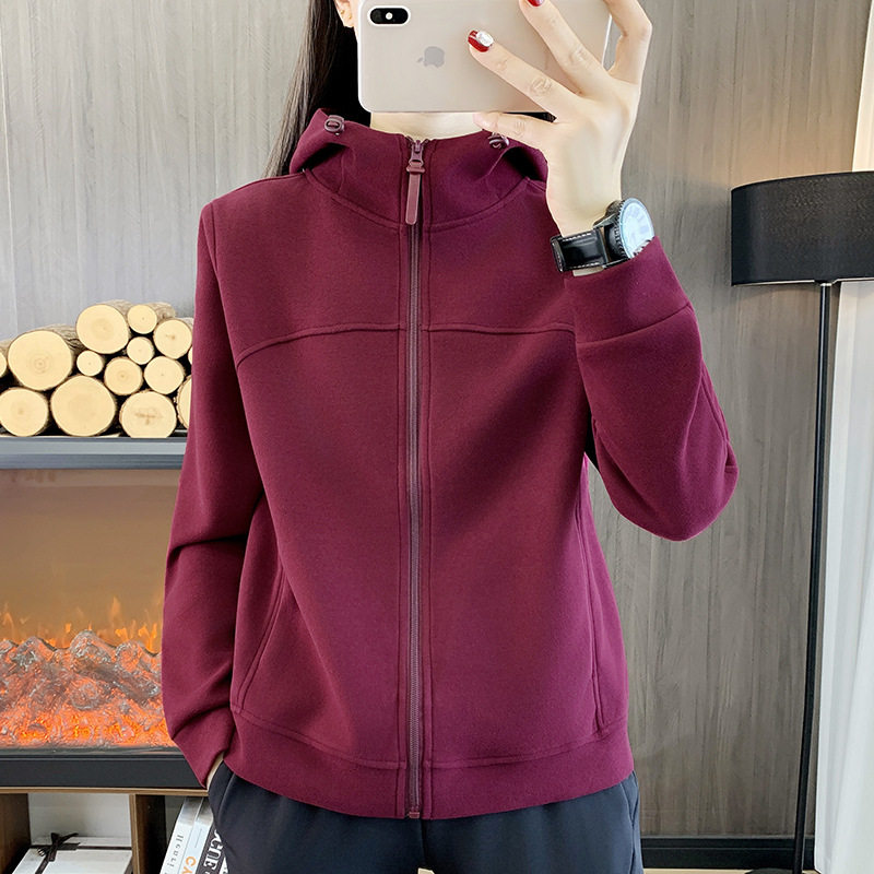 秋冬外套防风保暖卫衣秋冬女装纯色连帽开衫宽松加绒加厚休闲帽衫