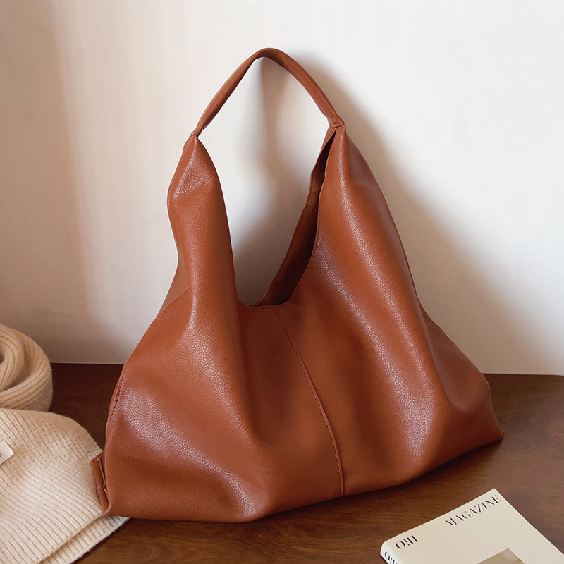 港风ins复古软皮大容量托特包慵懒风单肩包简约百搭通勤包购物袋