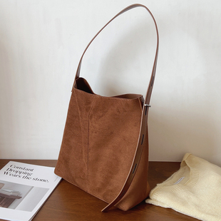 ins复古绒面托特包大容量单肩包子母包休闲百搭斜挎包秋冬通勤包