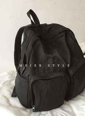 韩国ins时尚百搭黑色双肩包大容量轻便书包旅行背包潮包2023新款