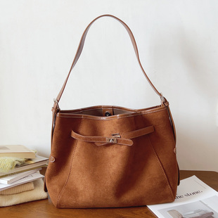 ins气质锁扣绒面托特包复古腋下单肩包斜挎包子母包时尚 通勤包女