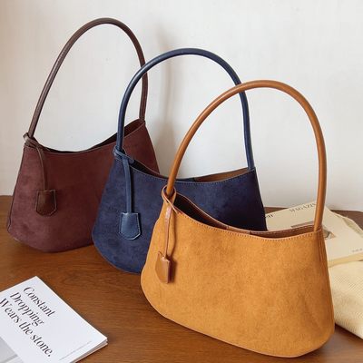 2025秋冬复古麂皮绒面腋下包简约托特包子母包单肩包手提包通勤包