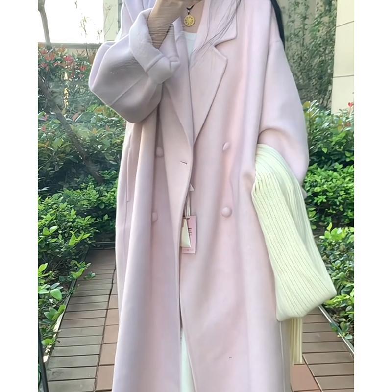 韩系呢子大衣女2024年新款秋冬季高级感毛呢外套小个子冬天中长款