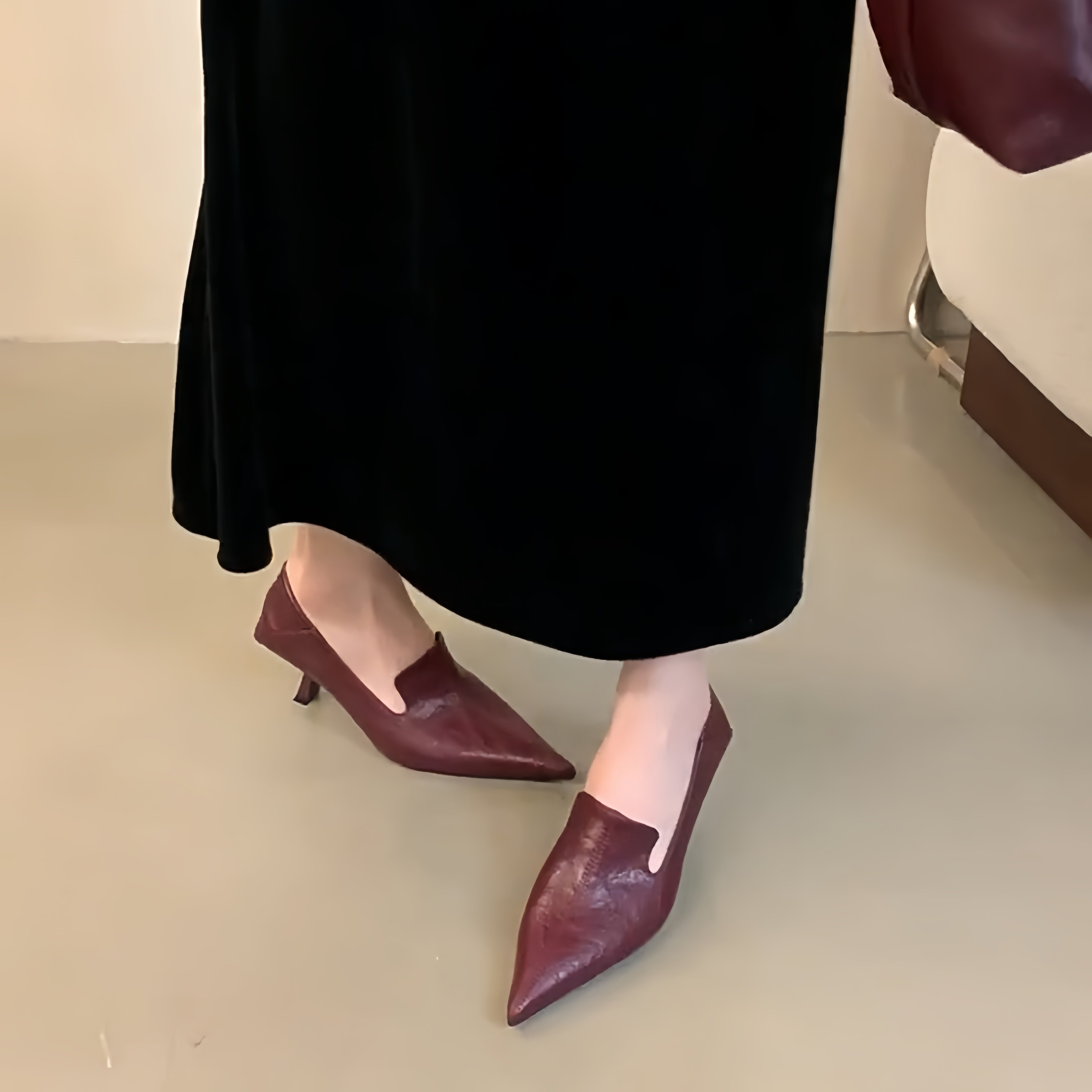 2025春季新款气质百搭工作鞋法式单鞋尖头高跟鞋细跟深口小皮鞋女,女鞋,浅口单鞋,淘宝优惠券,粉丝福利购,淘宝优惠卷