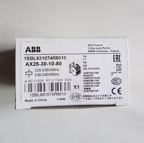 原装ABB交流接触器 AX25-30-10-80*220-230V50Hz/230-240V60Hz询