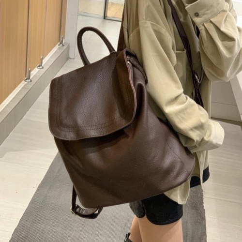 男女通用头层牛皮双肩包休闲背包