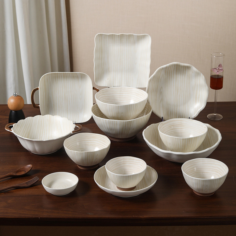 简约陶瓷餐具家用釉下彩高颜值碗碟套装米饭碗汤碗面碗菜盘鱼盘