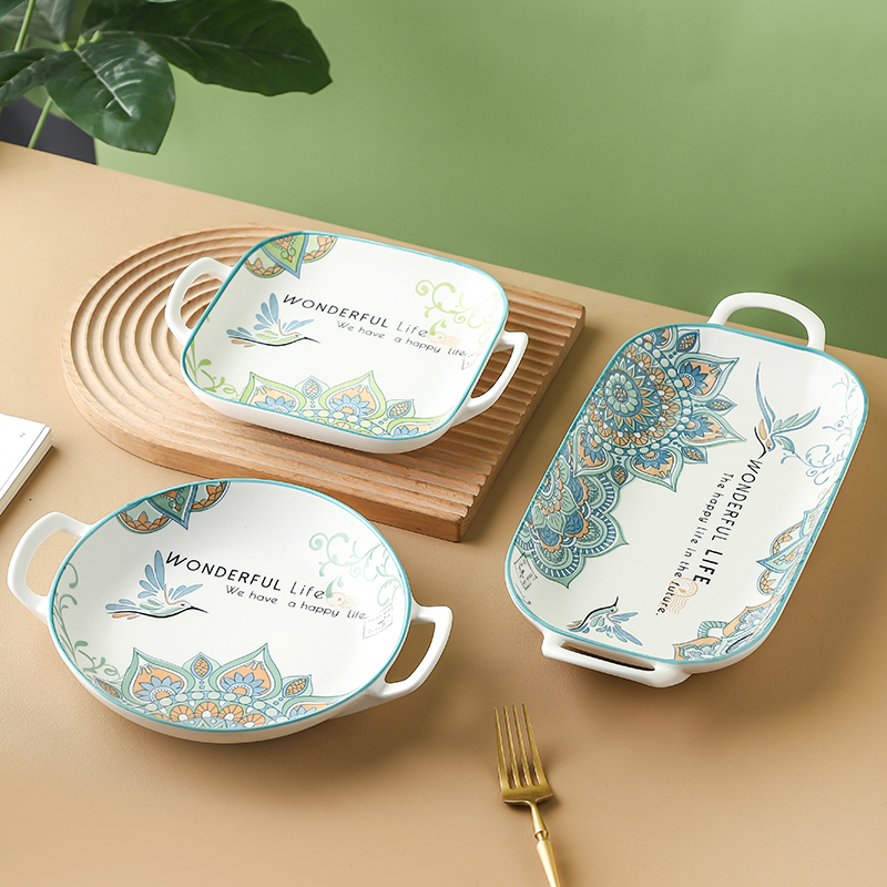 千顺烤盘陶瓷微波炉东南亚双耳