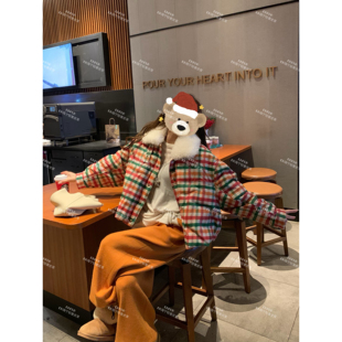 ENFUR 进口头层真皮无涂哑光印花90白鹅绒服外套GG77512 彩虹糖