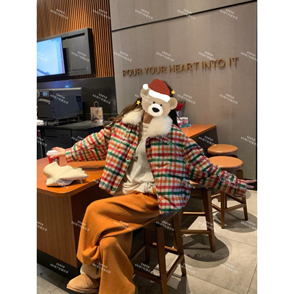 ENFUR | 彩虹糖 进口头层真皮无涂哑光印花90白鹅绒服外套GG77512