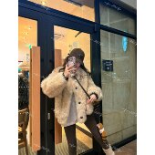 ENFUR 小奶宝 半卷托斯卡纳皮毛一体皮草外套GG78306