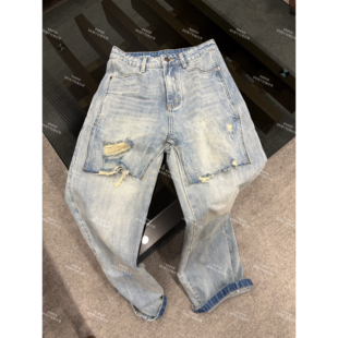 EN10886 巨巨巨好穿假两件破洞牛仔裤 ENING