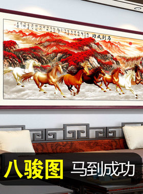 2026新款马到成功八骏图客厅挂画沙发背景墙骏马图办公室装饰壁画