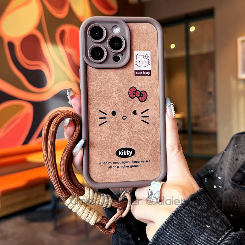 磨砂贴皮小熊适用苹果16手机壳iPhone15Plus新款kt猫14ProMax防摔13Pro全包奢华12/11潮流XSMax全包镜头8Plus