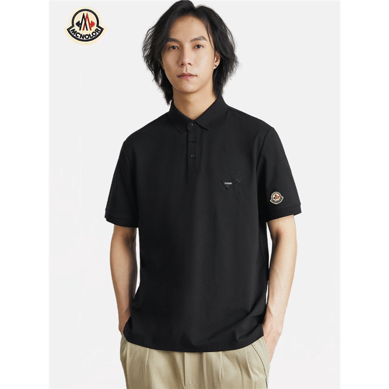 香港直邮正品蒙口米刺绣短袖polo衫男夏新款修身翻领外穿半袖t恤