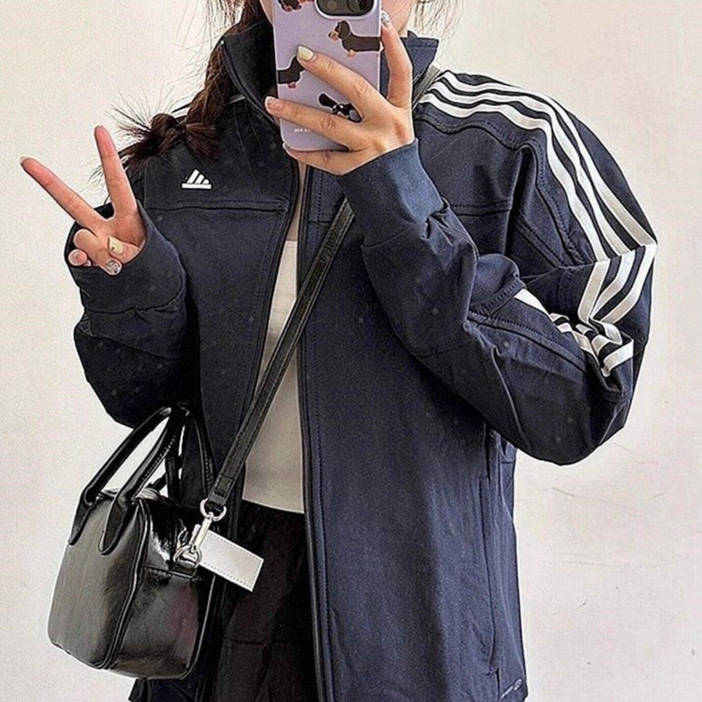 人气爆款丨QQ糖同款经典复古条纹休闲情侣立领夹克外套男女HC9952,运动服/休闲服装,运动茄克/外套,淘宝优惠券,粉丝福利购,淘宝优惠卷