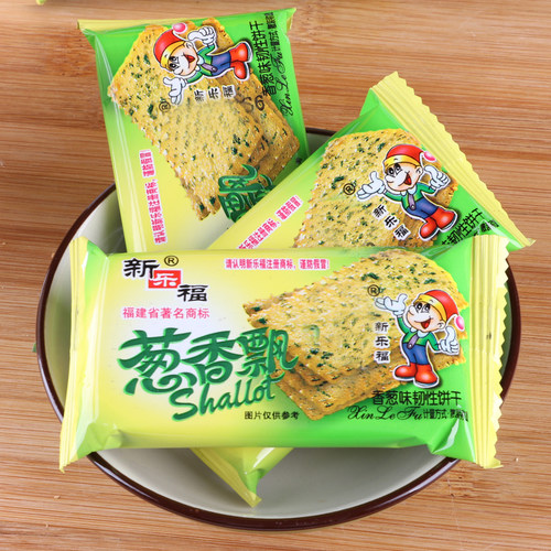新乐福葱香飘饼干香葱味1KG整箱批发办公室休闲零食独立小包装 - 封面
