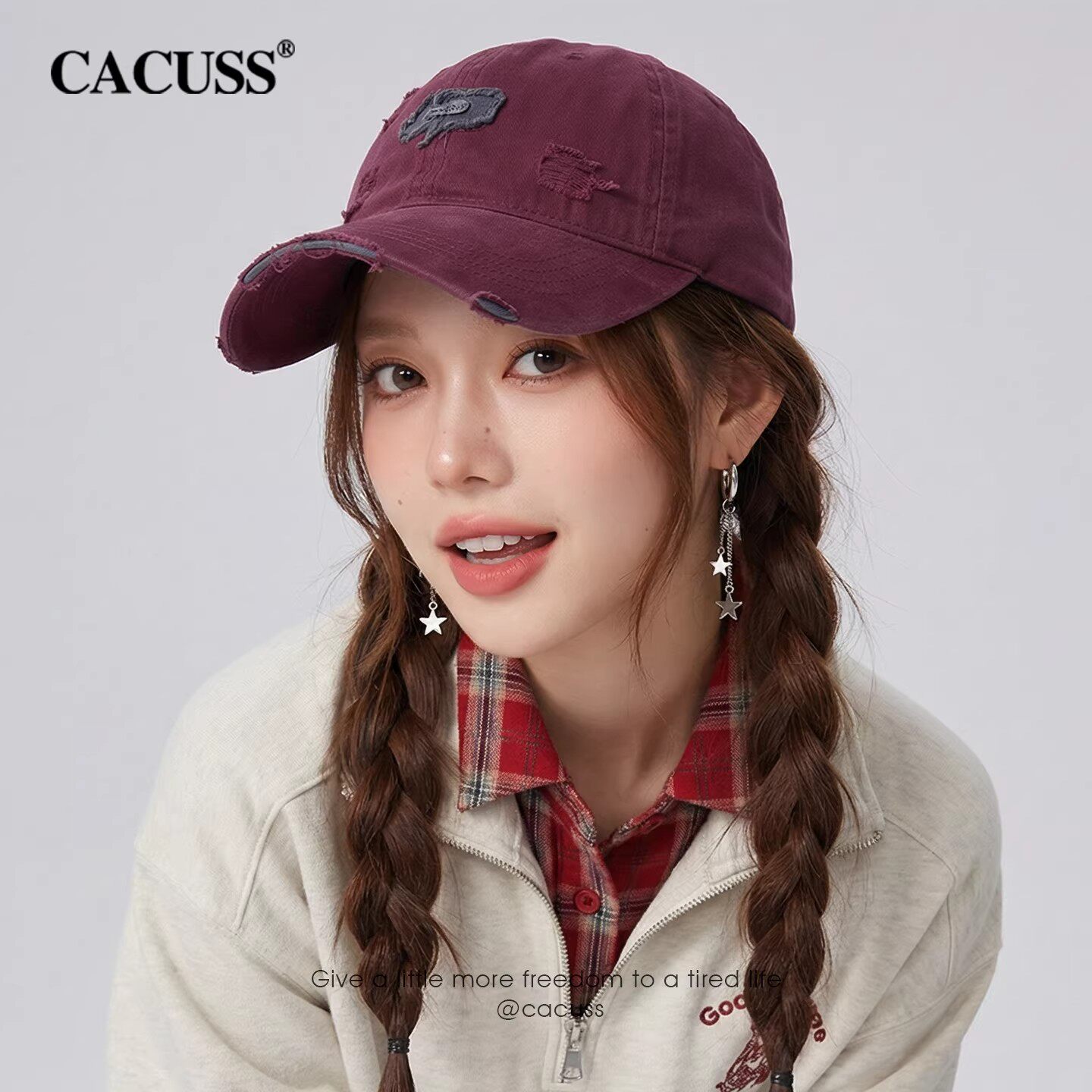 cacuss春季新款破洞棒球