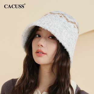 CACUSS秋冬季帽子女2024新款渔夫帽民族风针织大头围显脸小百搭男