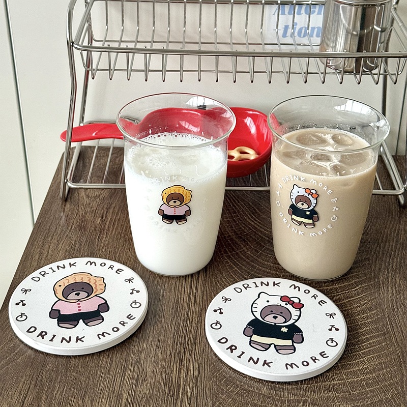 ins风高硼硅玻璃杯高颜值牛奶杯子可爱卡通水杯耐热早餐杯情侣杯