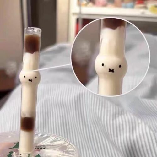 可爱米菲兔玻璃吸管高颜值透明奶茶咖啡大口径高硼硅耐高温吸珍珠