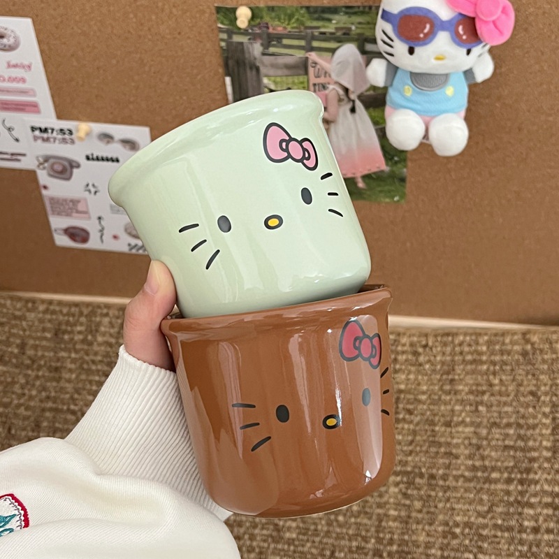奶油色kt陶瓷马克杯ins风家用手握喝水杯子韩式少女心冷萃咖啡杯